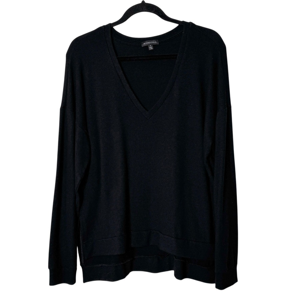 Beyond Yoga Black Long Weekend Pullover Sweatshirt Athleisure Top Womens Medium